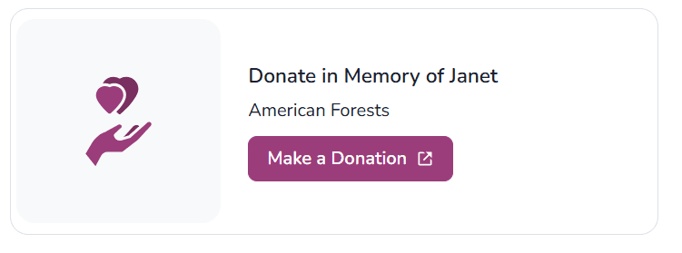Custom donation link preview on the memorial