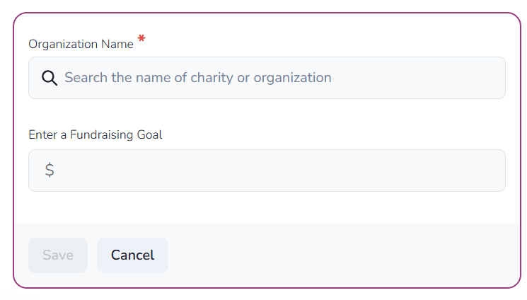 Search for a charity form