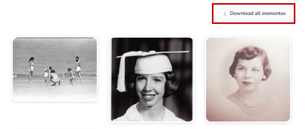 Download all mementos button