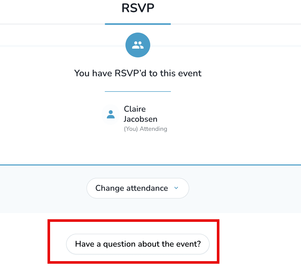 Lien Vous avez une question sur la page d'événement