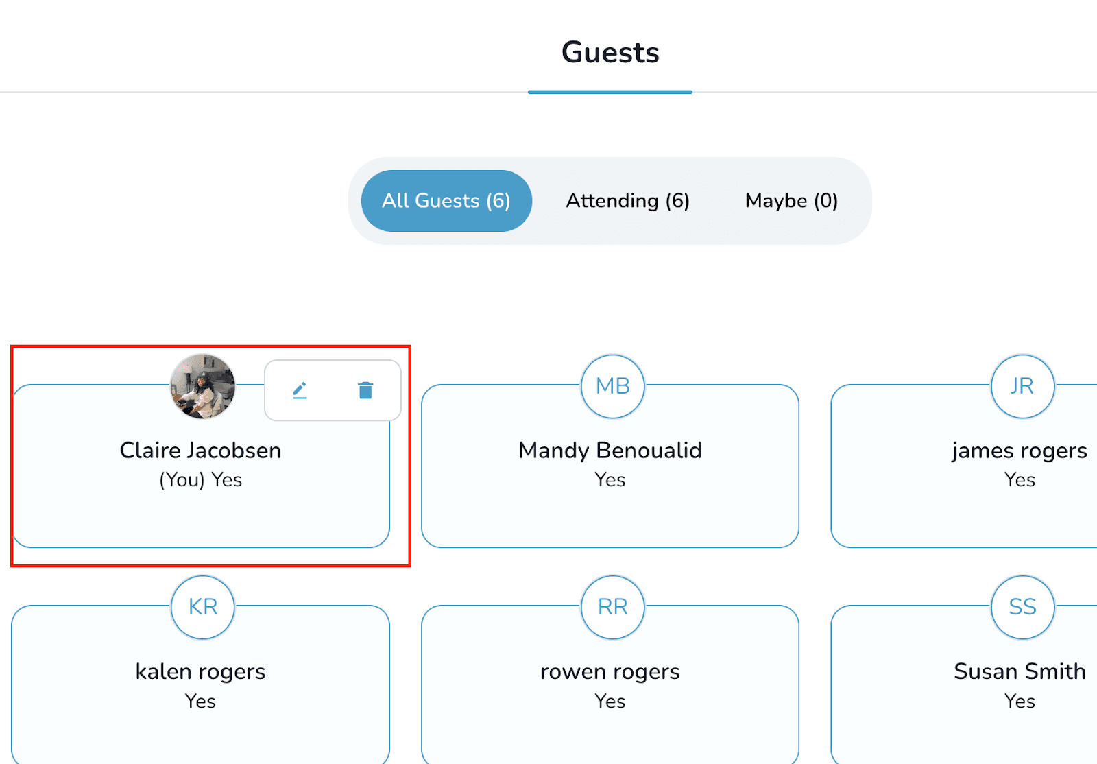 Edit or delete RSVP entries