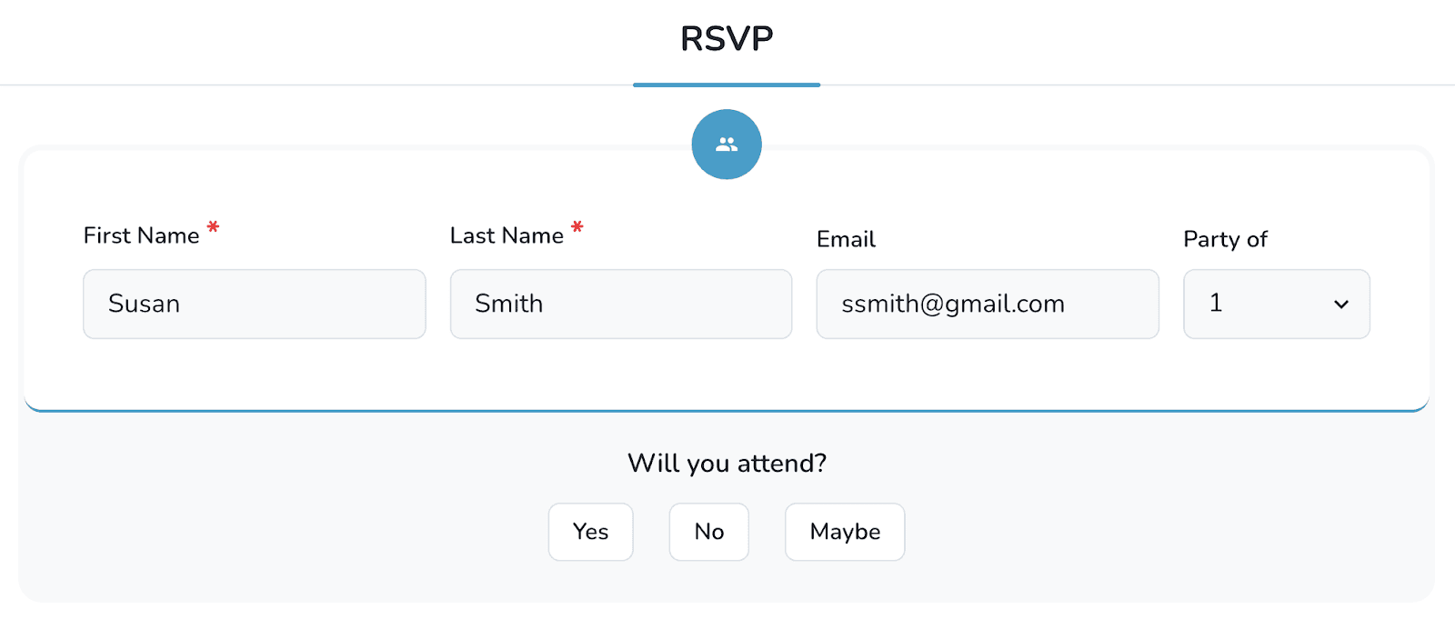 RSVP responses for guests