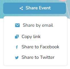 Sharing options for an event page