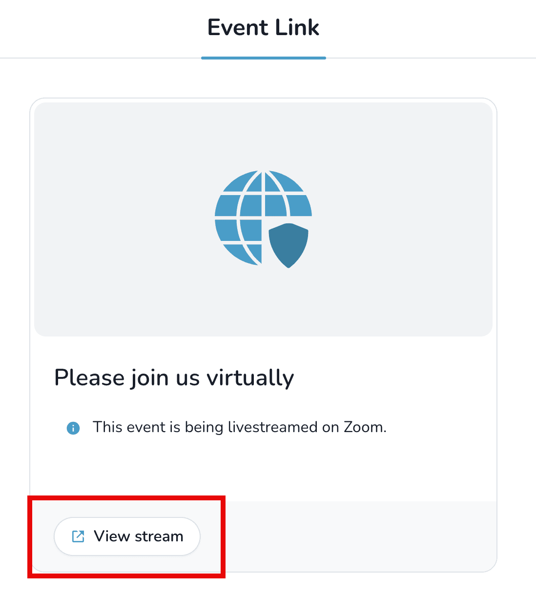 View stream button on an event page