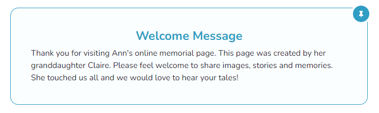 Highlighted welcome message example