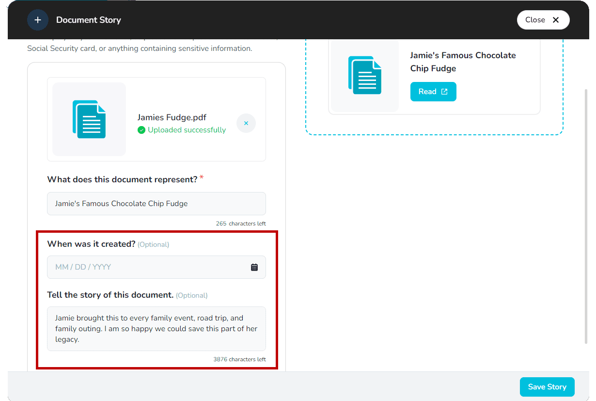 Describe the document story