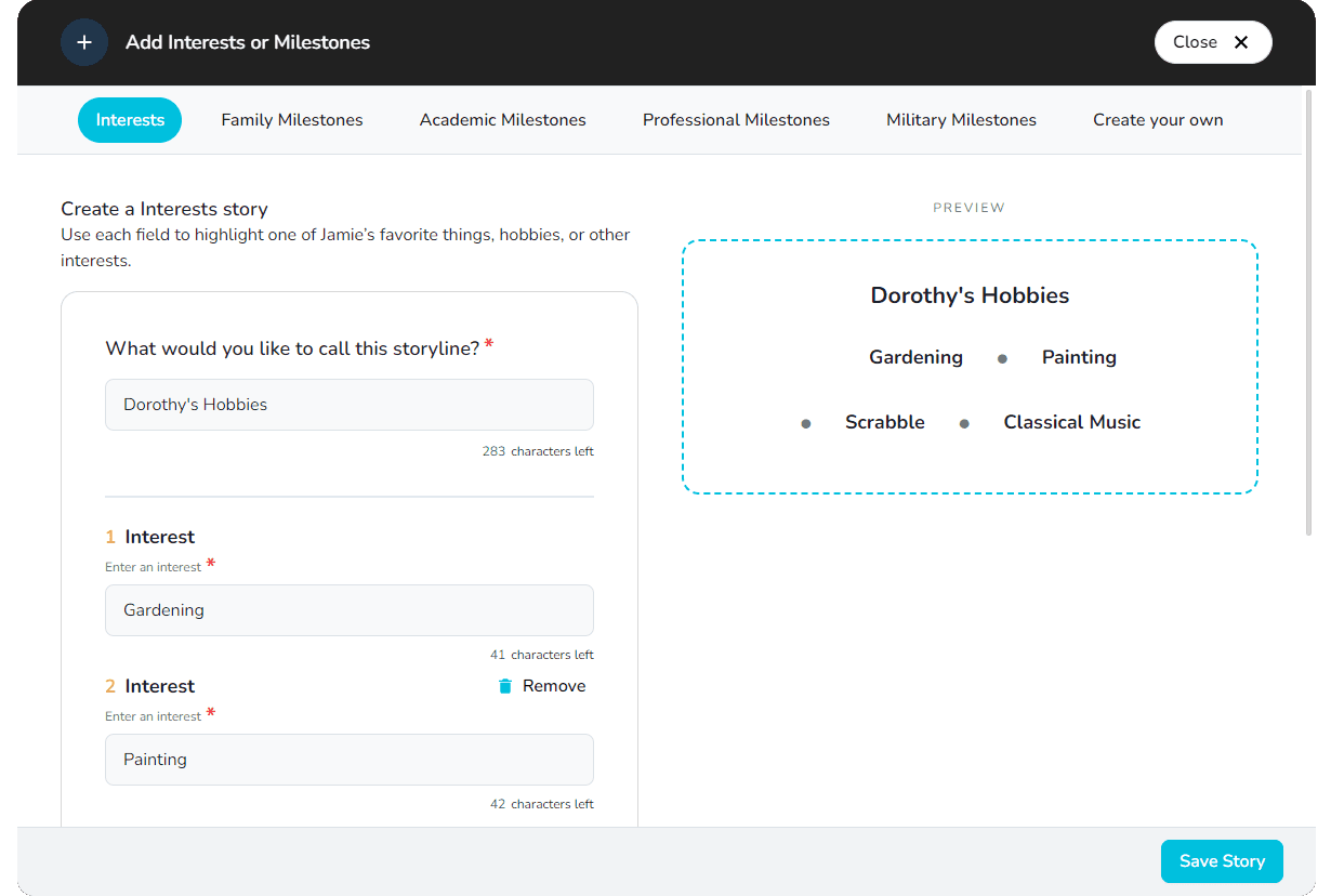 Exemple de carte d'intérêt