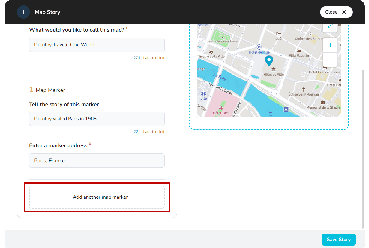 Plusieurs épingles sur l'histoire carte