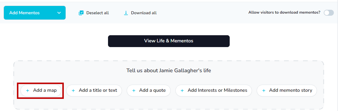 Selecting the map story template