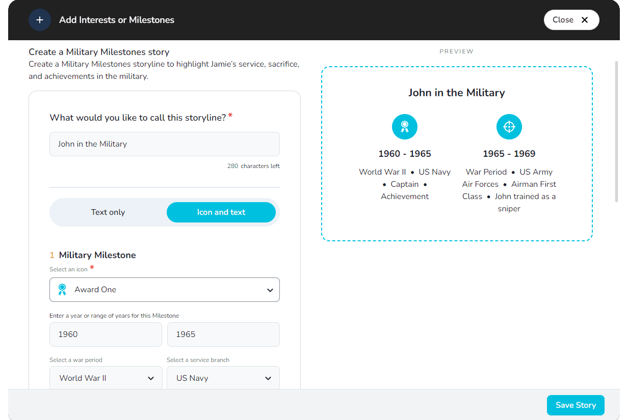 Military milestones options