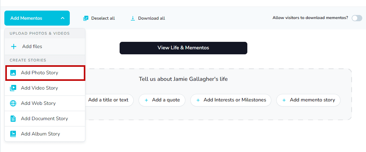 Sélection du modèle Histoire photo