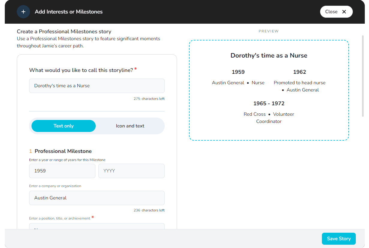 Options de jalons professionnels