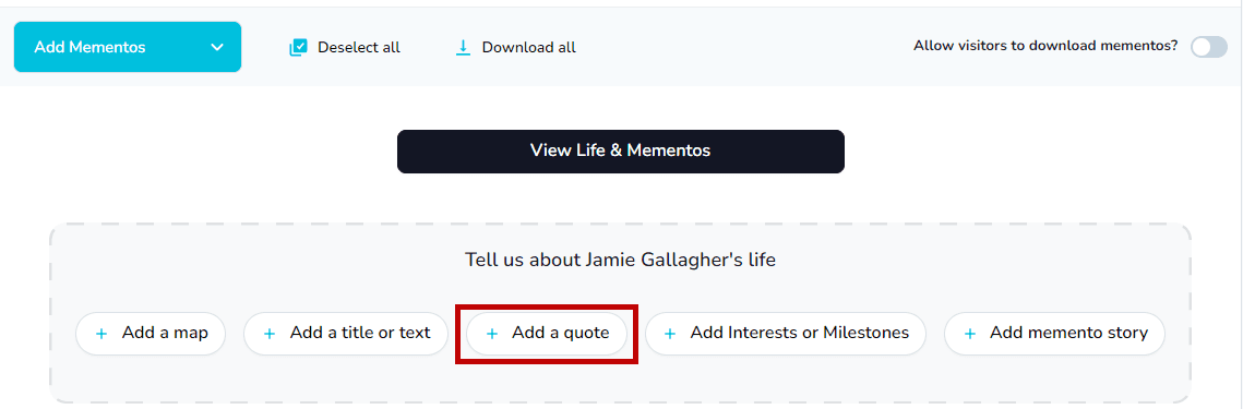 Selecting the quote story template