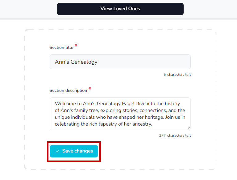 Bouton Enregistrer les modifications