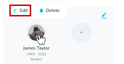 Loved One card with edit option