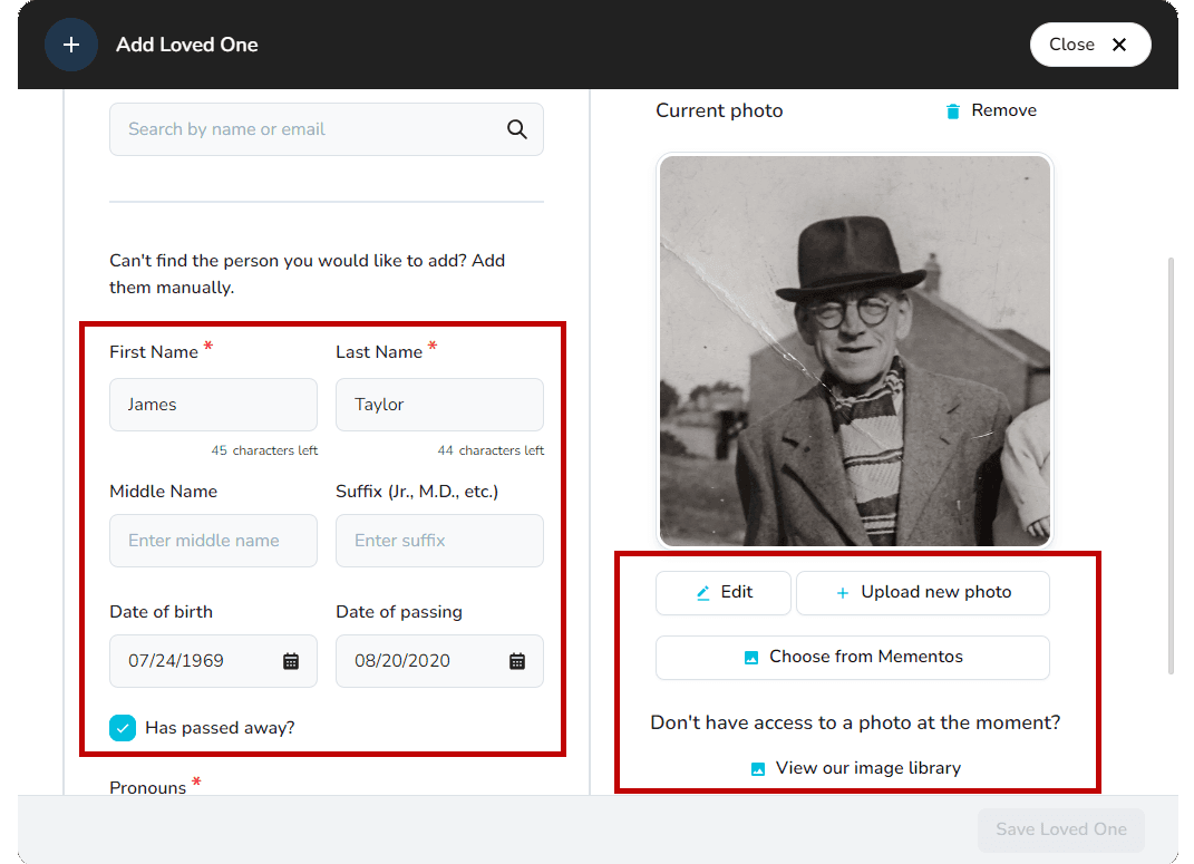 Formulaire de modification d'être cher