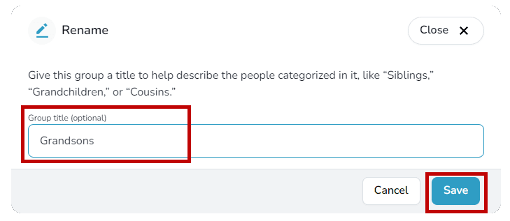 Saving a Loved Ones group name