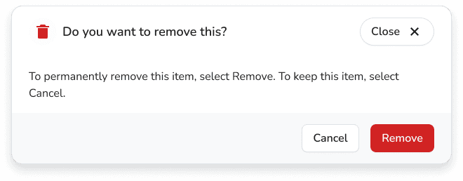 Confirm removal of a memento
