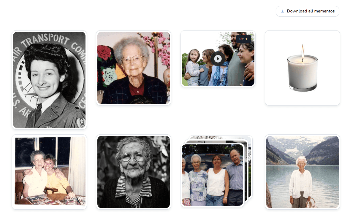 Mementos Library grid
