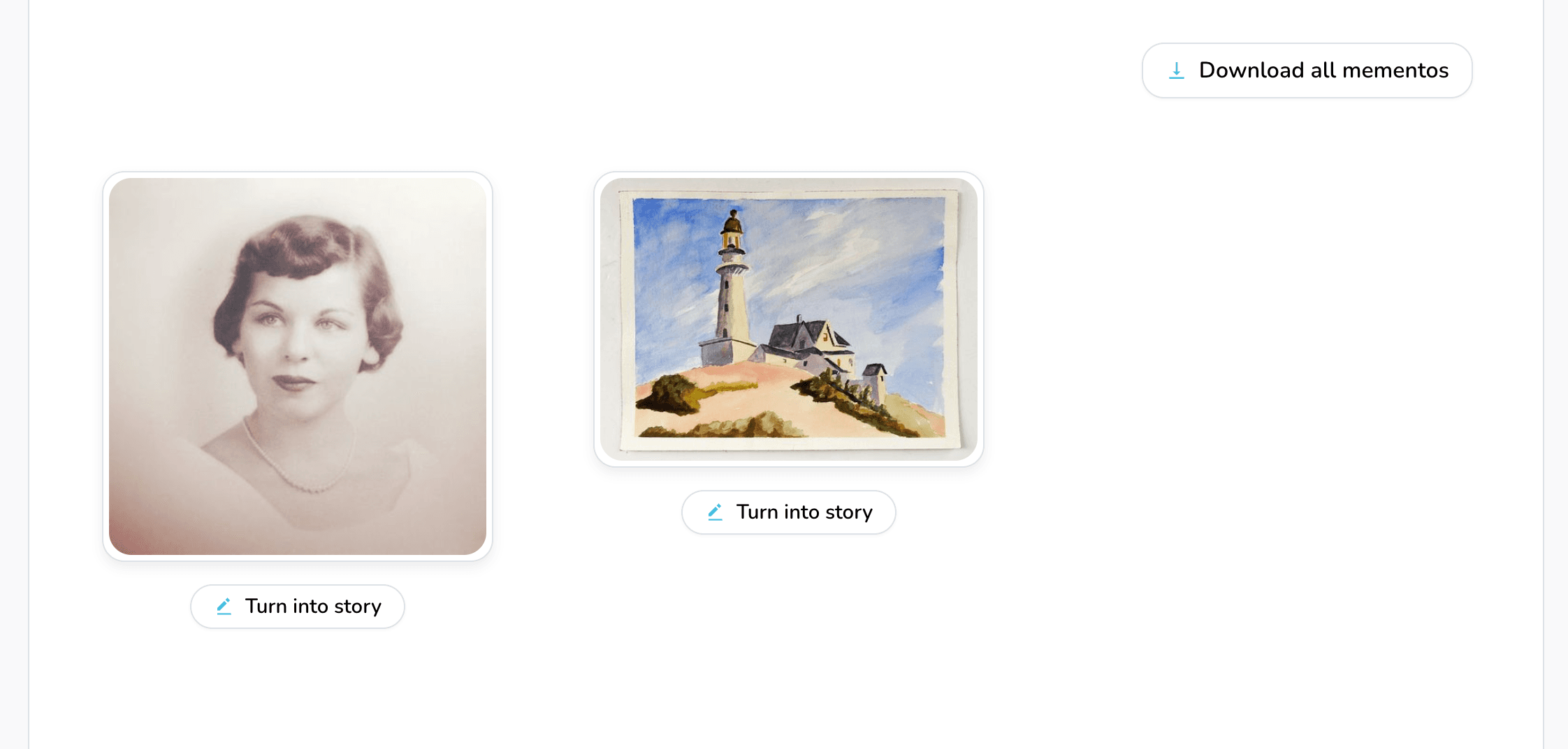 Mementos Library section