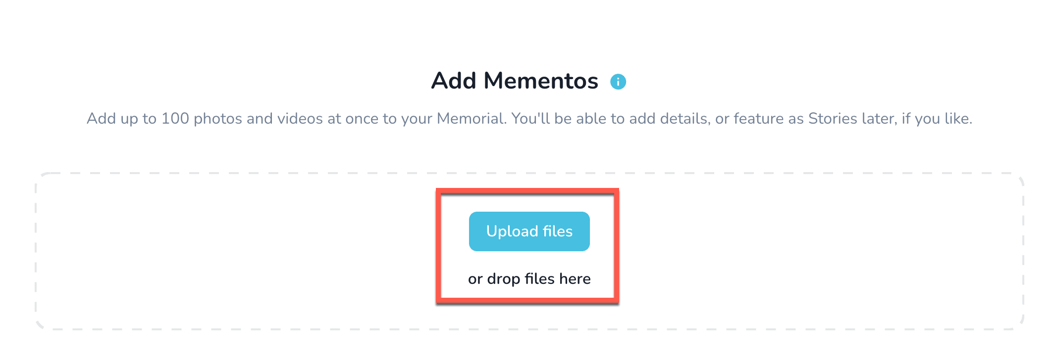 Upload options for mementos