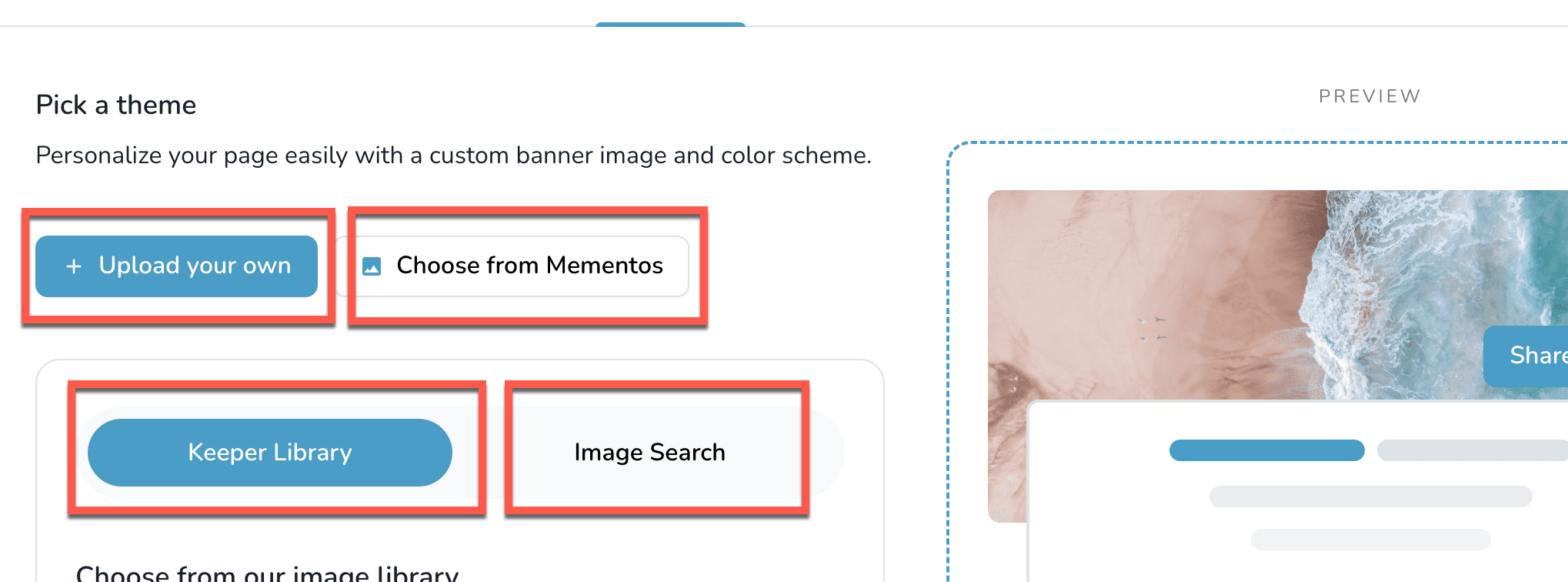 Choix de source d'image de bannière