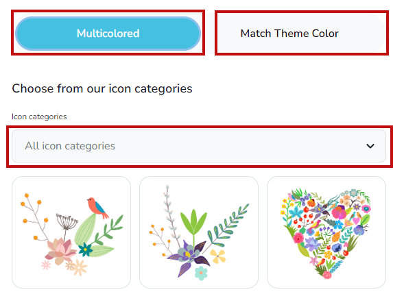 Icon categories available in Keeper’s library