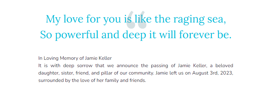 Published memorial quote above the biography