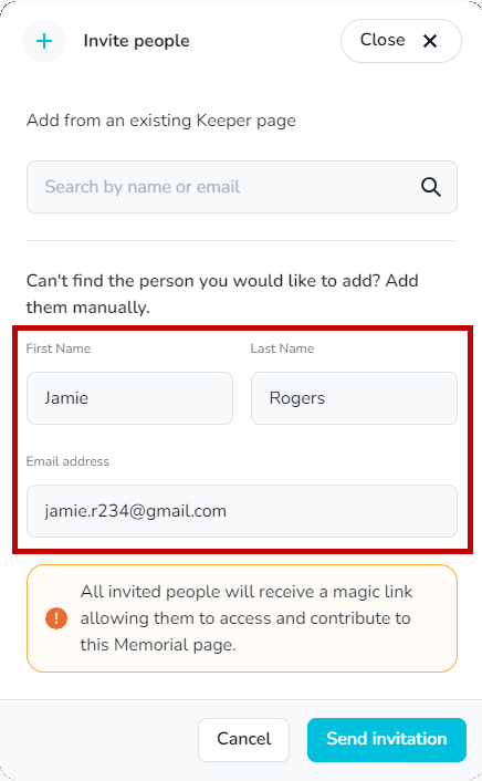 Ajouter un nouvel invité pour l'accès sur invitation uniquement