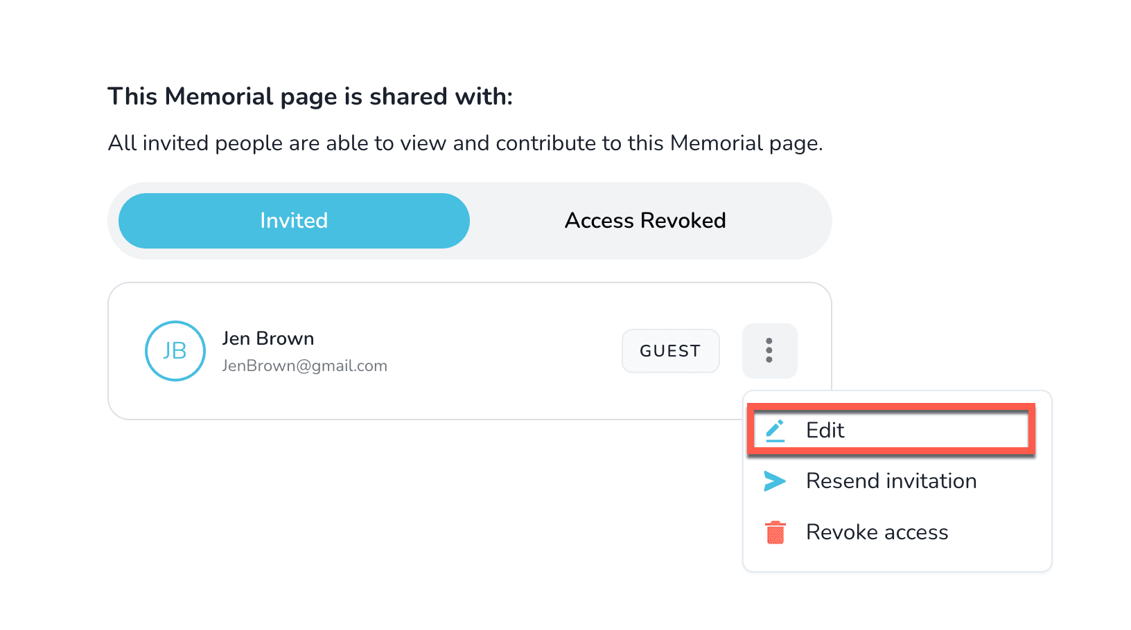 Edit invitation details