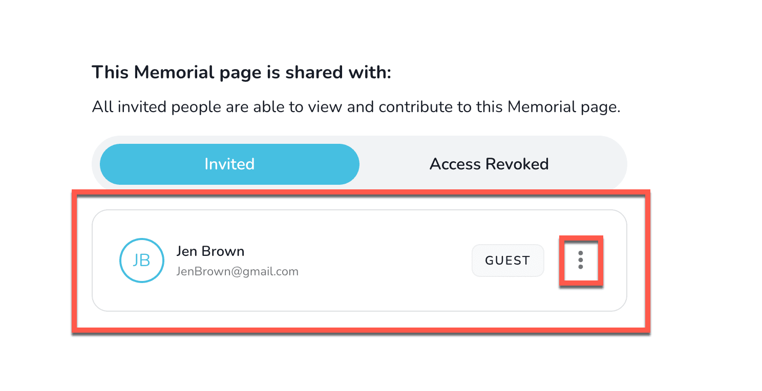 Liste d'invitations pour le mémorial