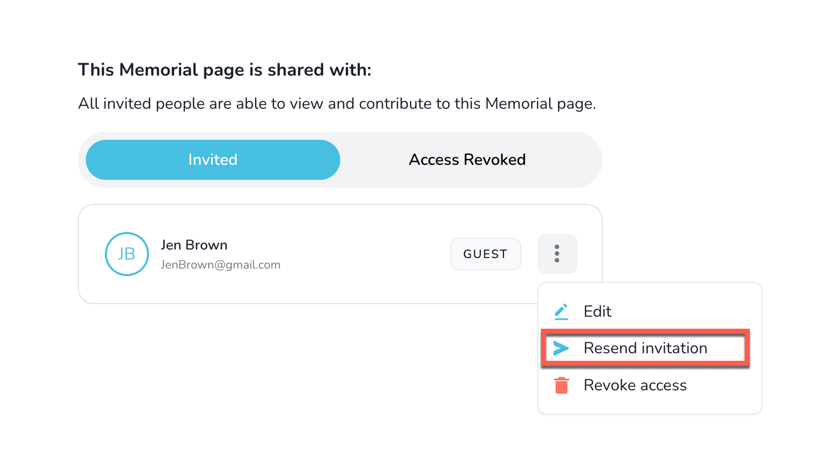 Resend an invitation