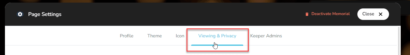Viewing & Privacy tab with content moderation toggle