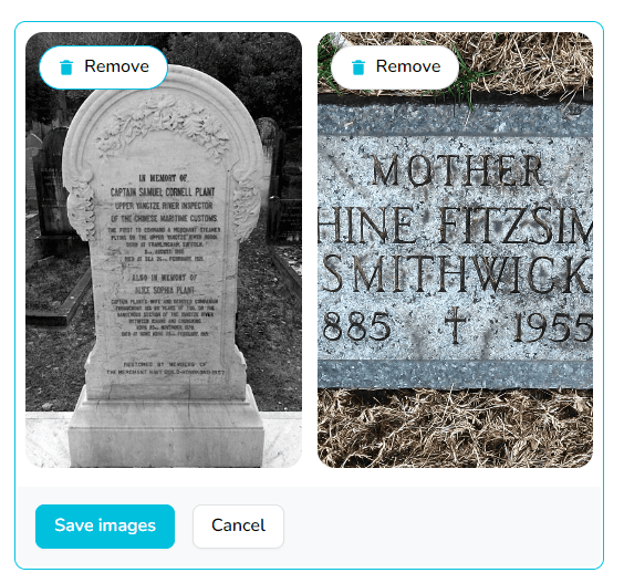 Save resting place images