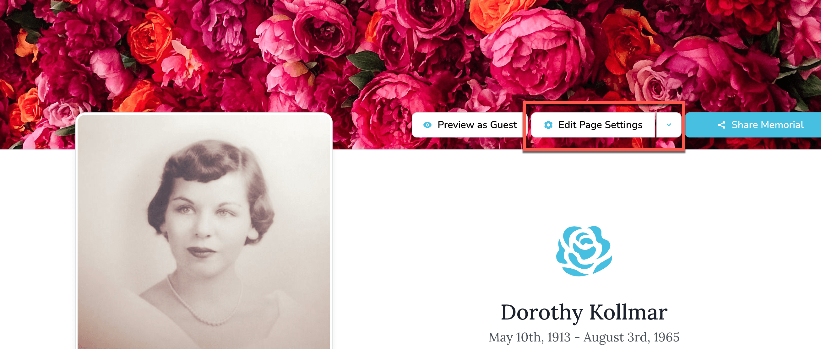 Bouton Modifier les paramètres de la page avant de modifier la visibilité de recherche