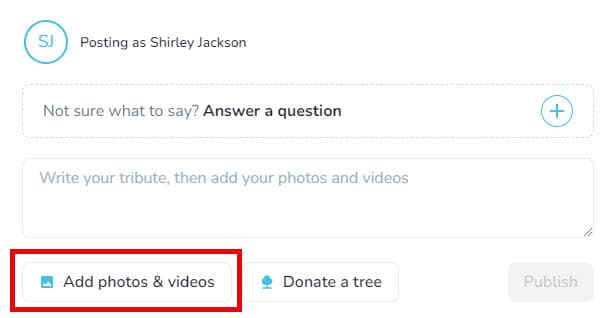 Add photos and videos to a tribute