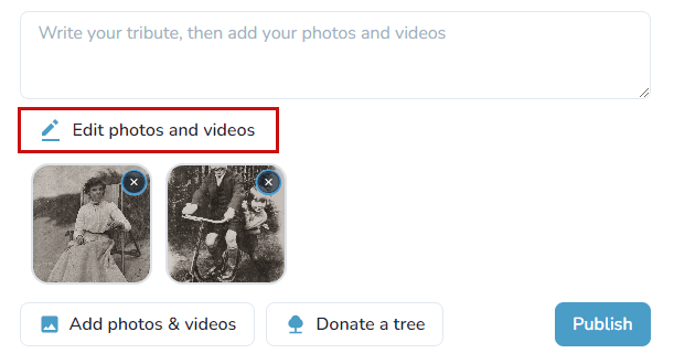 Edit tribute media before publishing