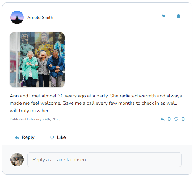 Published tribute example