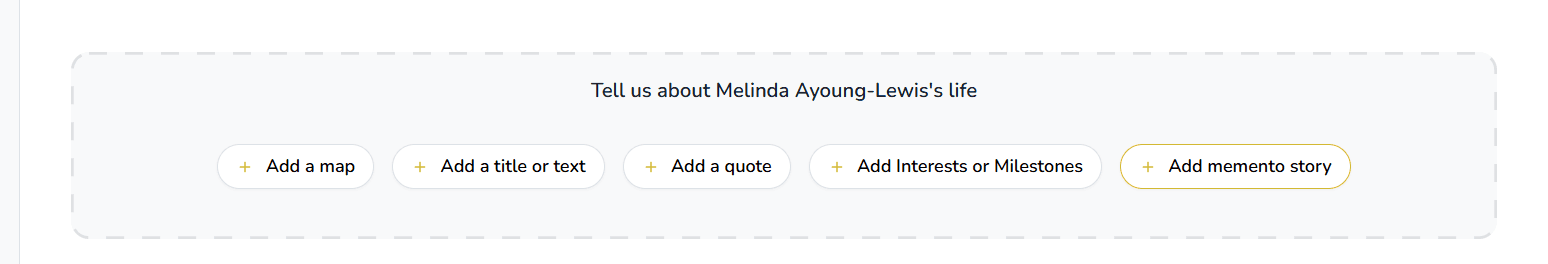 Add memento story button in Life & Mementos