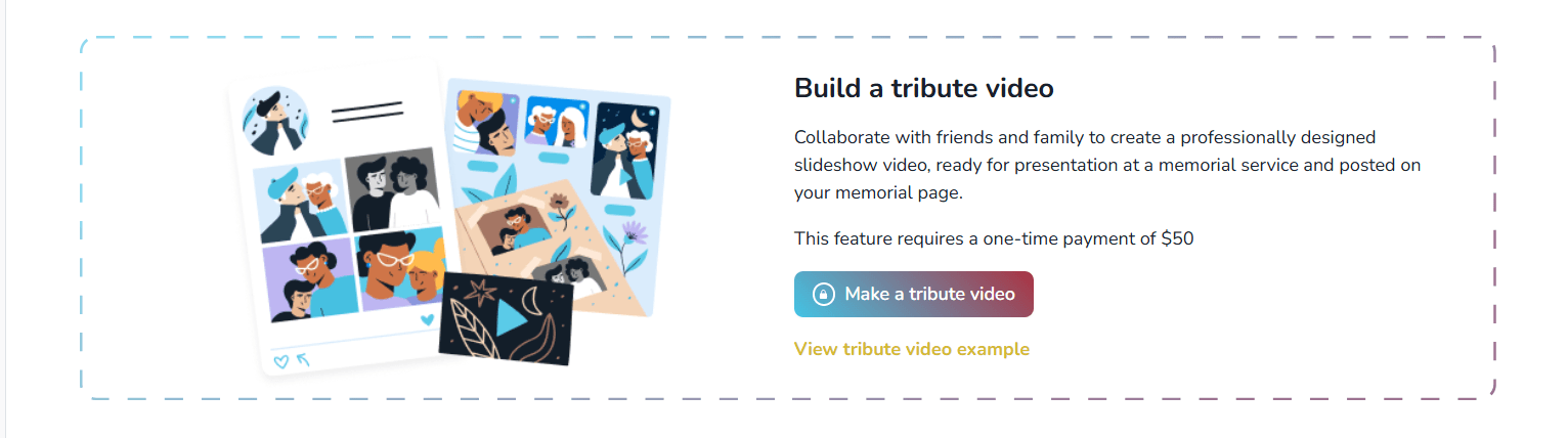 Build a tribute video empty state card