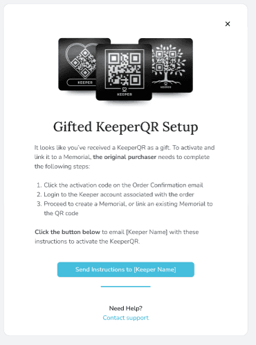 Envoyer les instructions de configuration à l'acheteur