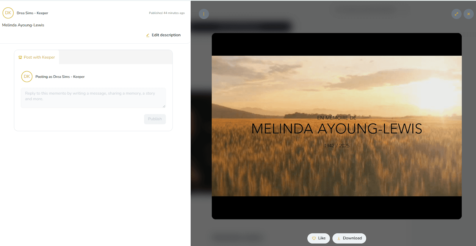 Published Tribute Video player